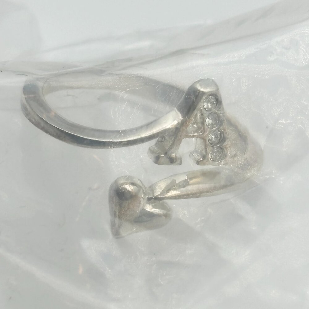2002 Avon Sterling Silver Pave Initial Ring "A"-NIB Adjustable Size